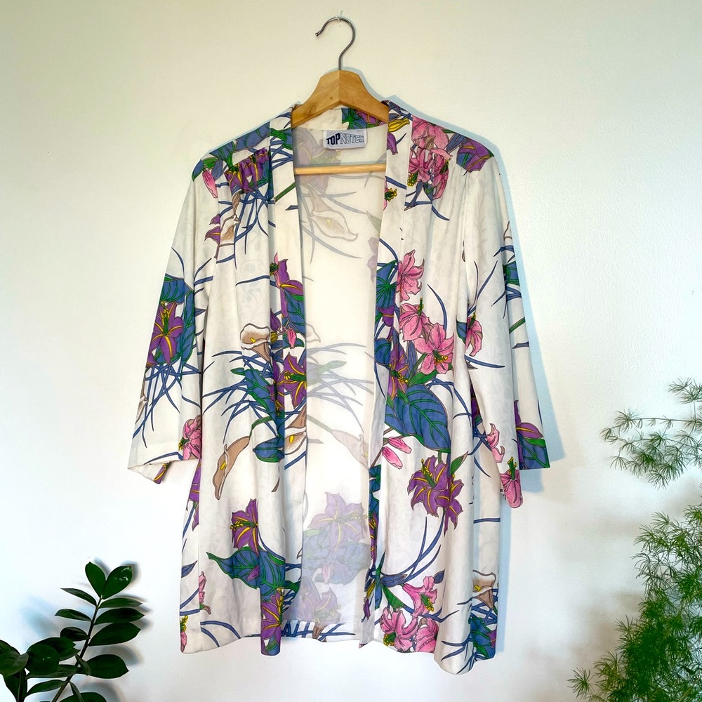 Vintage 1970s Floral Kimono Cardigan